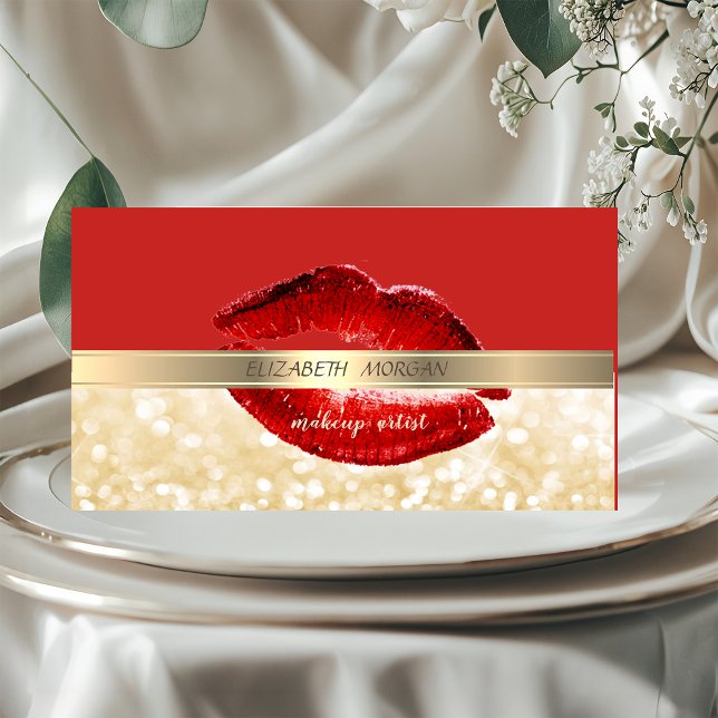 Tarjeta De Visita Elegante, con Estilo, Bokeh, Rojo, Labios (Subido por el creador)