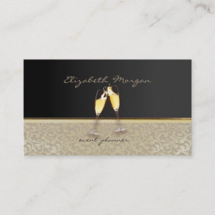 Tarjeta De Visita Elegante con estilo chic, damasco, negro, gafas
