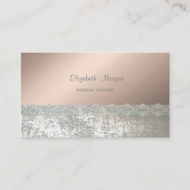 Tarjeta De Visita Elegante con Estilo Chic, Encaje (Anverso)