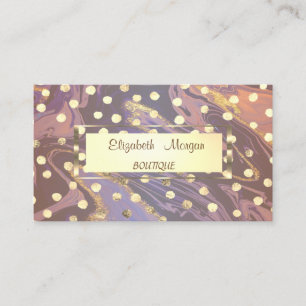 Tarjeta De Visita Elegante con Estilo,Marco Dorado,Confeti,Puntos