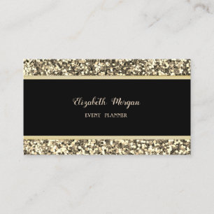 Tarjeta De Visita Elegante con Estilo, Negro con Brillo Dorado