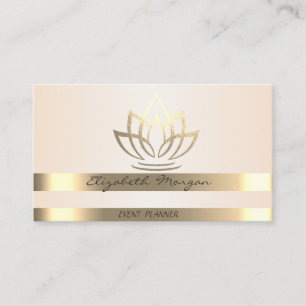 Tarjeta De Visita Elegante con estilo, rayas doradas modernas Lotus