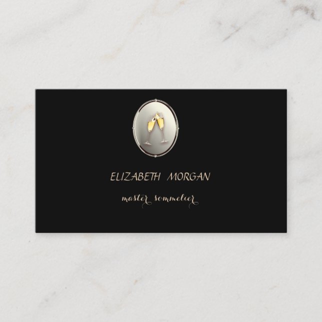 Tarjeta De Visita Elegante con Estilo Sofisticado, Negro, Vidrio (Anverso)