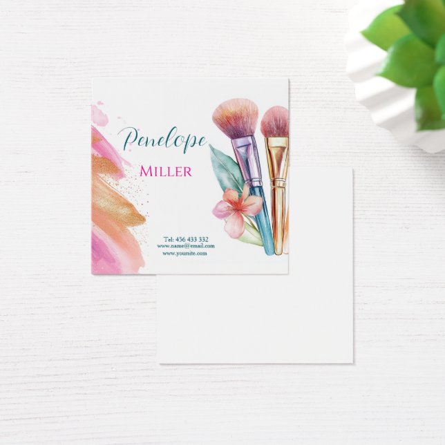 tarjeta de visita elegante con pinceles para maqui (Escritorio)