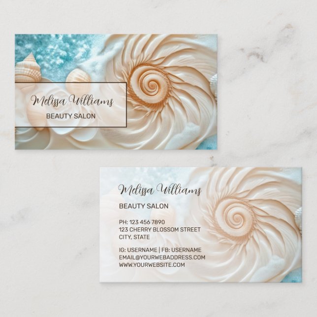 Tarjeta De Visita Elegante Concha Costera (Anverso / Reverso)