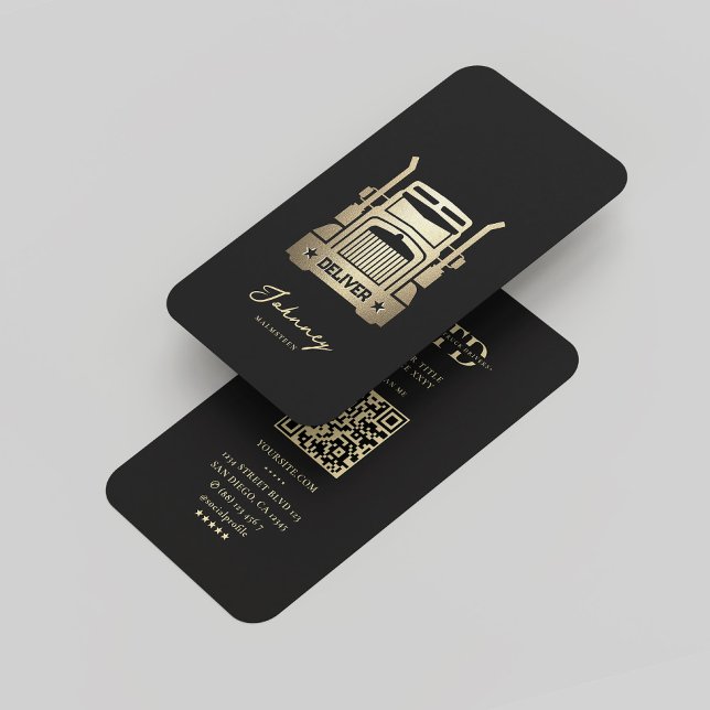 Tarjeta De Visita Elegante conductor de camión moderno Monograma de  (Elegant Modern Truck Driver Black Gold Monogram Business Card
)