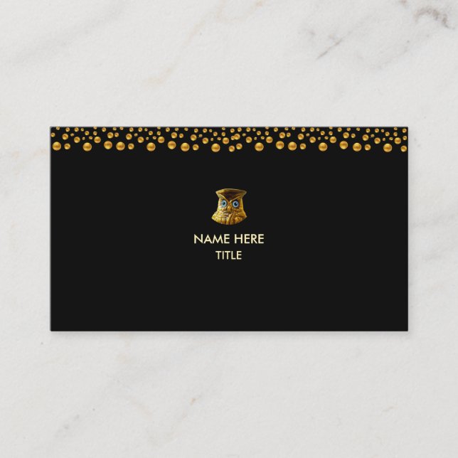 Tarjeta De Visita Elegante Confetti dorado en negro (Anverso)