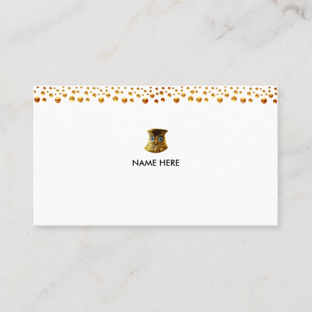 Tarjeta De Visita Elegante Confetti dorado sobre blanco (Anverso)