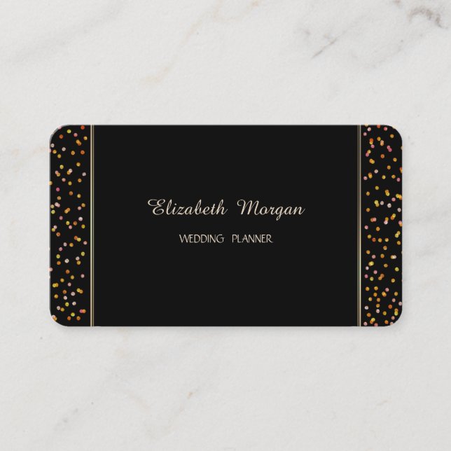 Tarjeta De Visita Elegante Confetti Moderno De Estilo Sencillo (Anverso)