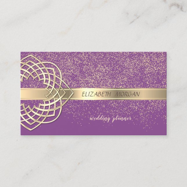 Tarjeta De Visita Elegante Confetti Violeta de Oro Violeta (Anverso)