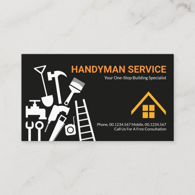 Tarjeta De Visita Elegante Construcción Herramientas de mano Reparac (Anverso)