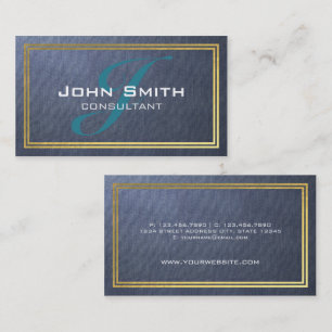 Tarjeta De Visita Elegante consultor de línea azul y Relieve metaliz
