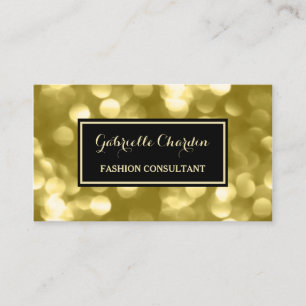 Tarjeta De Visita Elegante Consultor de Moda Glamoroso Bokeh de Oro