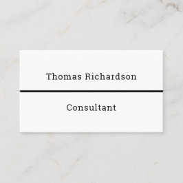 Tarjeta De Visita Elegante Consultor de plantilla simple en blanco y
