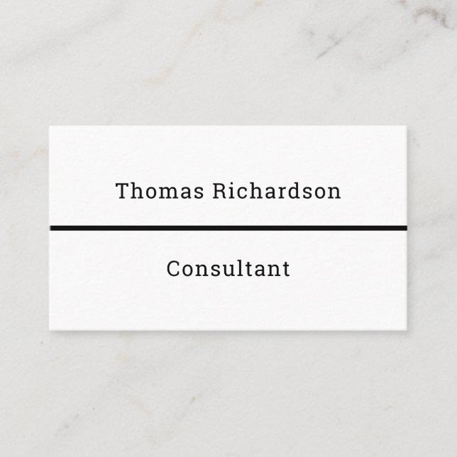 Tarjeta De Visita Elegante Consultor de plantilla simple en blanco y (Anverso)