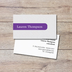 Tarjeta De Visita Elegante Consultor de Textura Pastel Blanco Púrpur