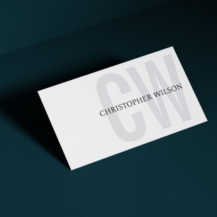 Tarjeta De Visita Elegante Consultor en Monograma Gris Negro Negrita