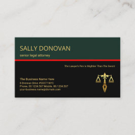 Tarjeta De Visita Elegante Consultor Legal de Línea Roja de Capa Ret