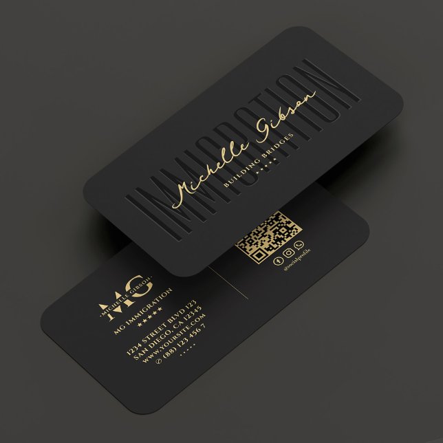 Tarjeta De Visita Elegante consultor profesional de inmigración negr (Elegant Professional Immigration Consulting Black Business Card
)