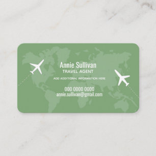 Tarjeta De Visita Elegante contacto de agente de viajes - verde