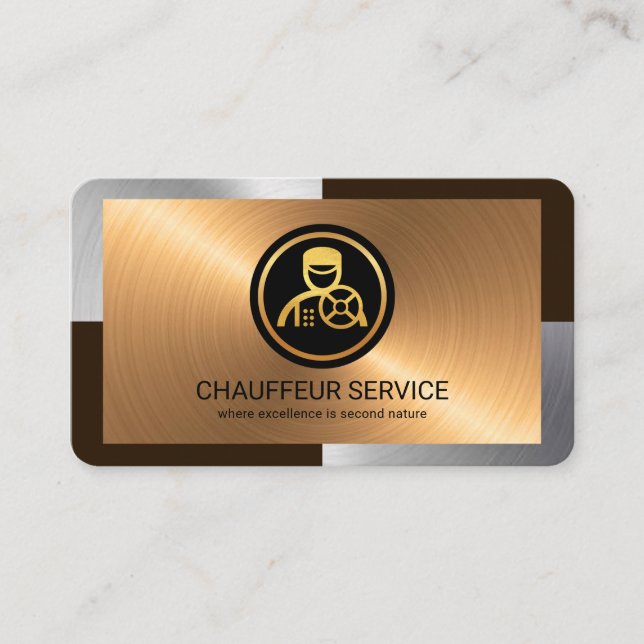 Tarjeta De Visita Elegante controlador de Chauffeur de capas de bron (Anverso)