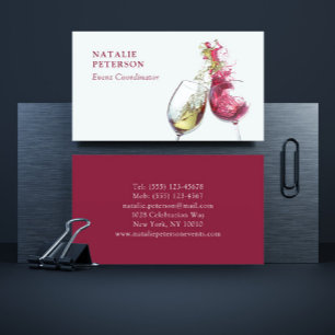 Tarjeta De Visita Elegante coordinador de eventos de danza del vino 