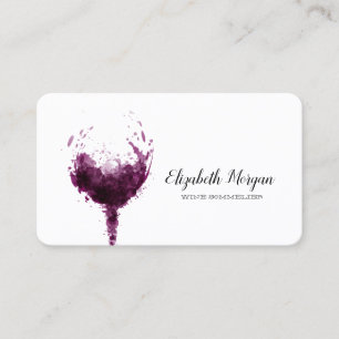 Tarjeta De Visita Elegante copa de vino con acuarela profesional  