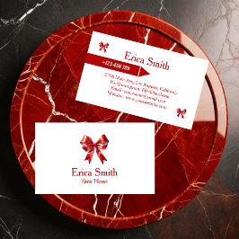 Tarjeta De Visita Elegante Coquette Red Bow
