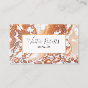 Tarjeta De Visita Elegante coral blanco cuadro de mármol profesional