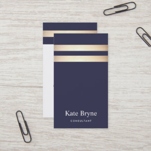 Tarjeta De Visita Elegante correa de Relieve metalizado dorado azul 