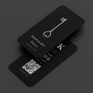 Tarjeta De Visita Elegante corredor hipotecario Realtor Black Silver