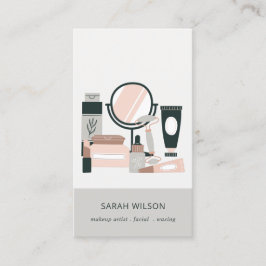 Tarjeta De Visita Elegante cosmético de artistas de maquillaje gris 