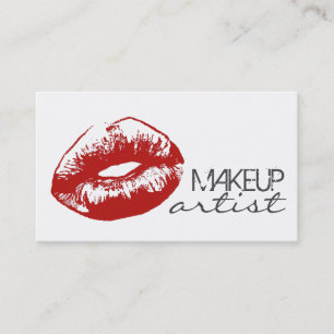 Tarjeta De Visita Elegante Cosmetólogo de Artistas de Labios Rojos