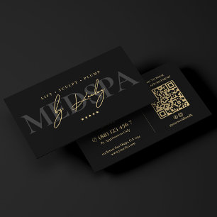 Tarjeta De Visita Elegante Cosmetólogo de MedSpa Firma Negra