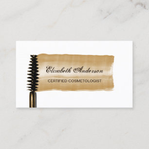Tarjeta De Visita Elegante Cosmetólogo Elegant Gold Mascara Brush