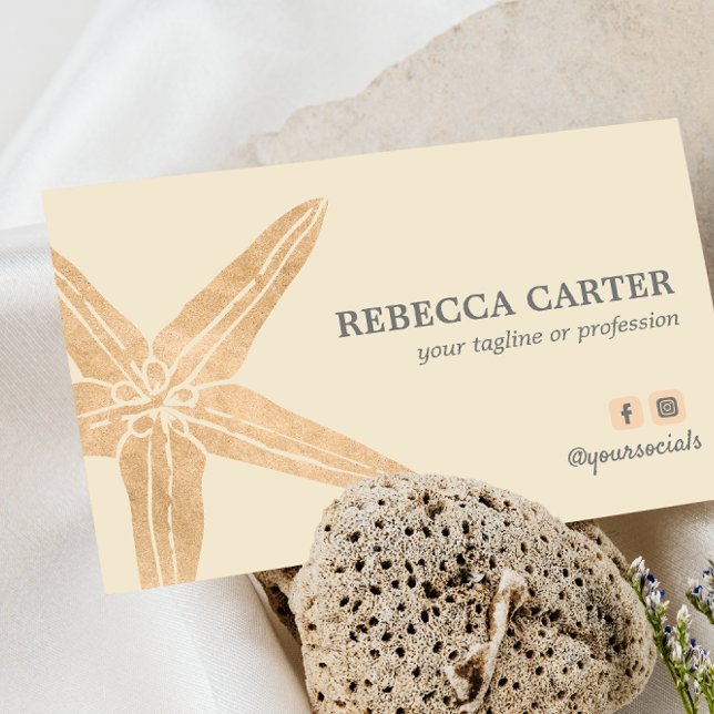 Tarjeta De Visita Elegante Costa Tropical de Starfish Beach Gold (Subido por el creador)