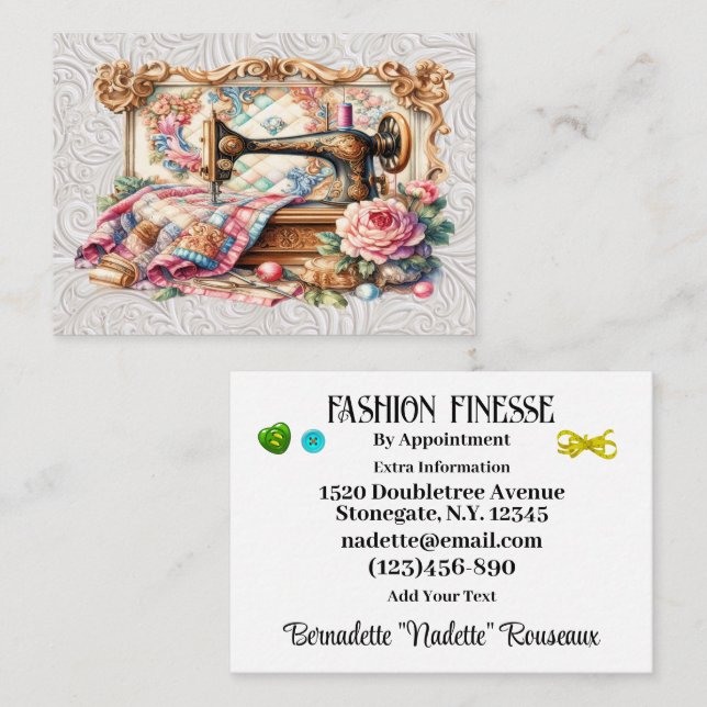 Tarjeta De Visita Elegante costura de Seamstress (Anverso / Reverso)