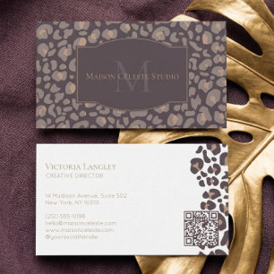 Tarjeta De Visita Elegante Couture Cheetah Estampado Leopardo Marca 