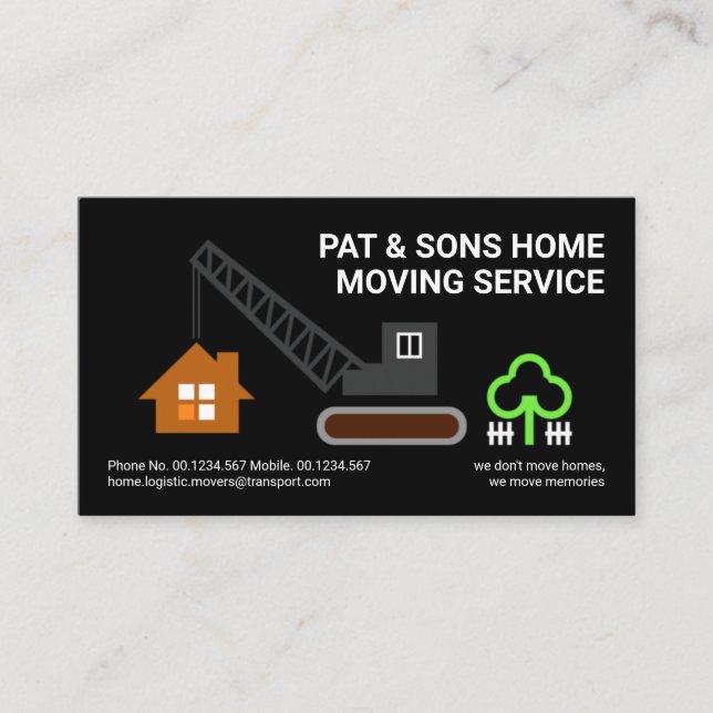 Tarjeta De Visita Elegante Crane Creativo Trasladando Transporte Hog (Anverso)