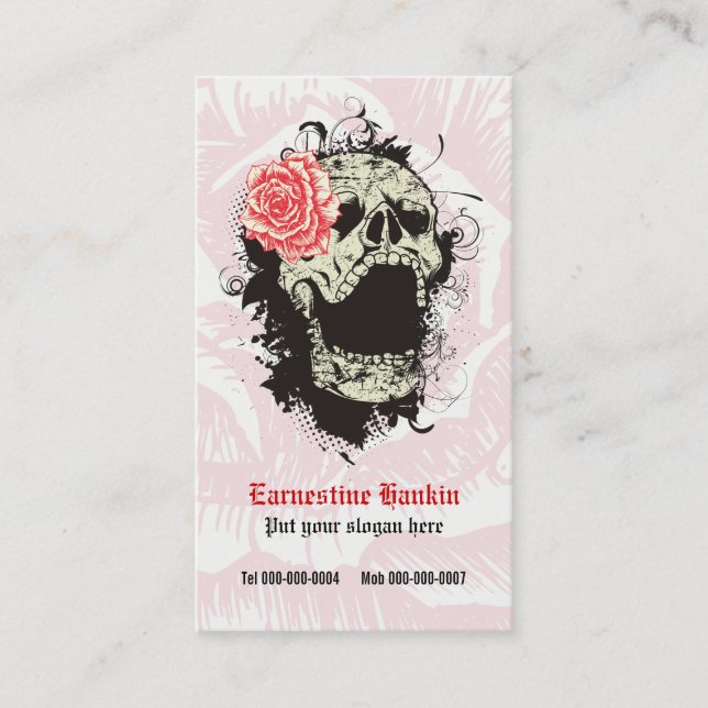 Tarjeta De Visita Elegante cráneo de grunge gótico y personalizado d (Anverso)