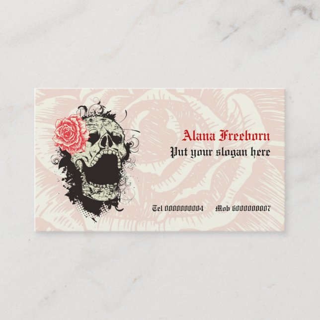 Tarjeta De Visita Elegante cráneo de grunge gótico y personalizado d (Anverso)