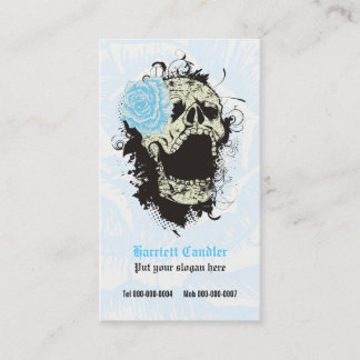 Tarjeta De Visita Elegante cráneo gótico grunge y rosa personalizado