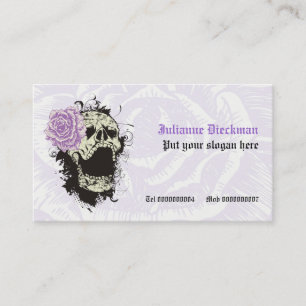 Tarjeta De Visita Elegante cráneo gótico grunge y rosa personalizado