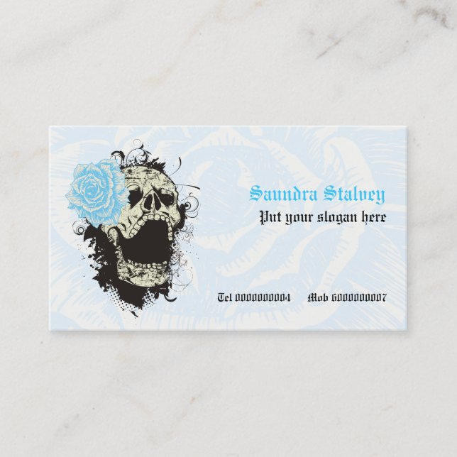 Tarjeta De Visita Elegante cráneo gótico grunge y rosa personalizado (Anverso)