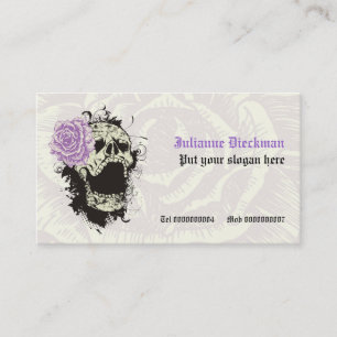 Tarjeta De Visita Elegante cráneo gótico grunge y rosa personalizado
