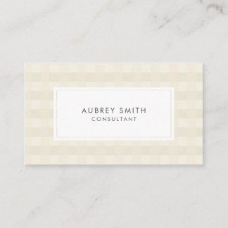 Tarjeta De Visita Elegante Cream Gingham Pattern Professional