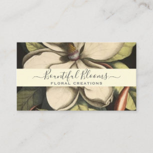 Tarjeta De Visita Elegante Cream Sage Monogramed Magnolias