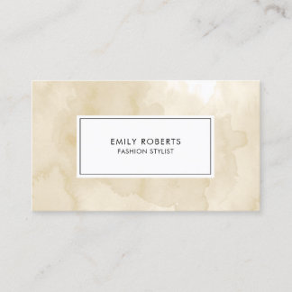 Tarjeta De Visita Elegante Crema Beige Acuarela Neutro