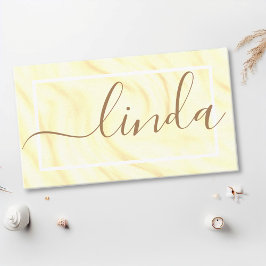 Tarjeta De Visita Elegante Crema Cappuccino Caligrafía Firma