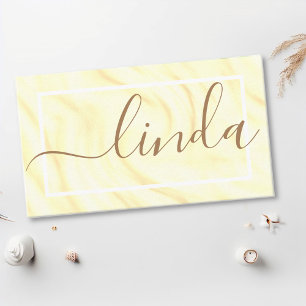 Tarjeta De Visita Elegante Crema Cappuccino Caligrafía Firma